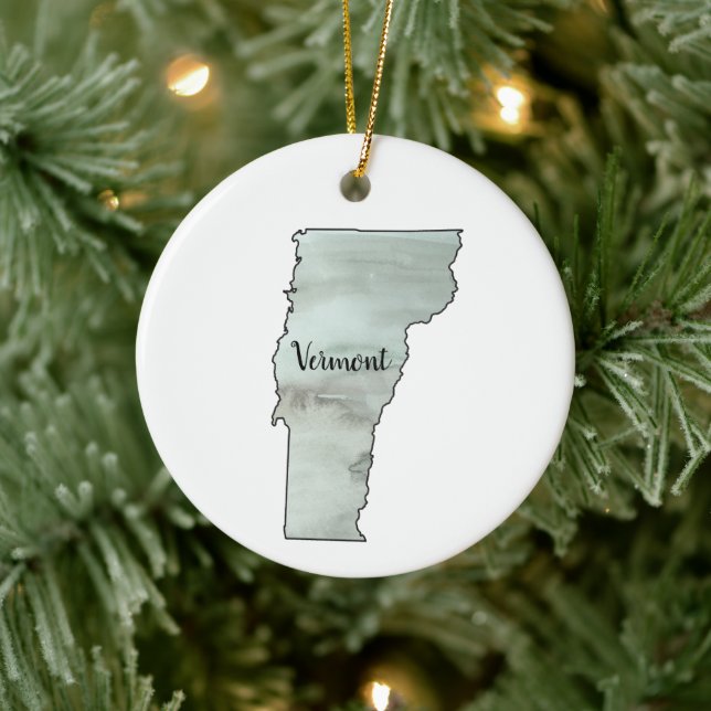 Vermont State Illustration Painting Ceramic Ornament (Tree)