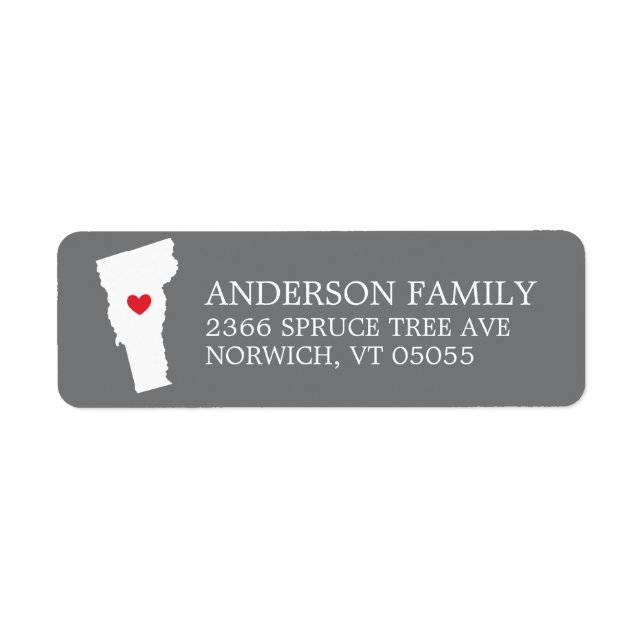 VERMONT State | Moving Return Address Label (Front)