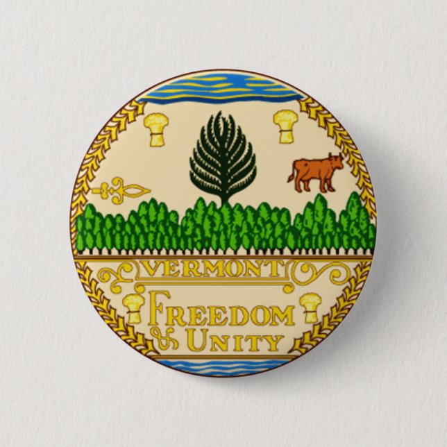 Vermont State Seal 2 Inch Round Button (Front)