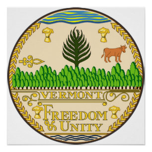 Vermont state seal america republic symbol flag us poster