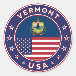 Vermont sticker, phone case, tote bag, wall clock classic round sticker