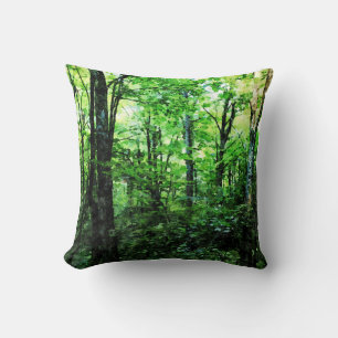 Vermont Summer Forest After Rain Throw Pillow