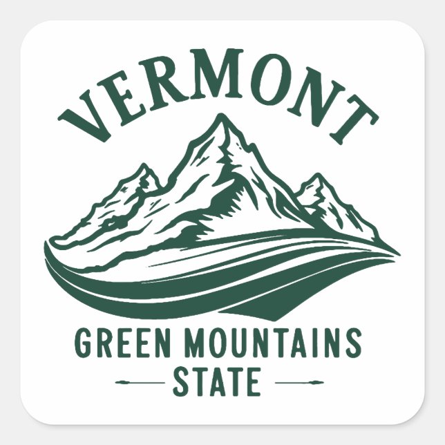 Vermont The Green Mountain State Square Sticker (Front)