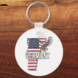 Vermont United States Retro State Map Vintage USA Keychain