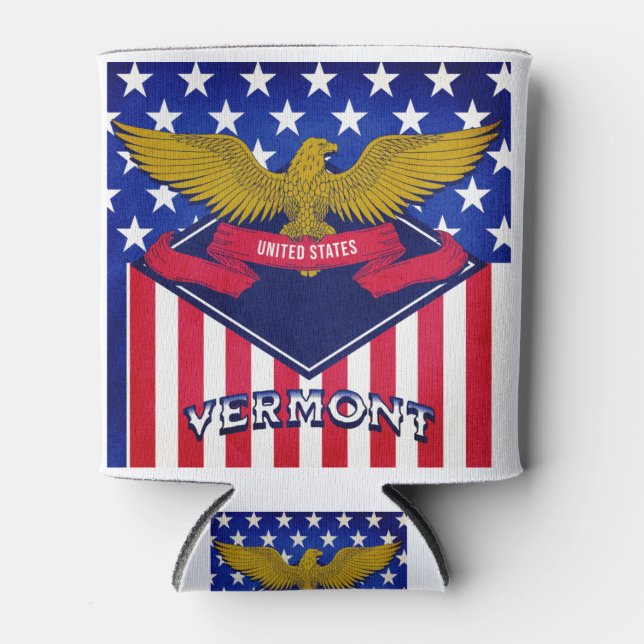Vermont USA Flag Can Cooler (Front)