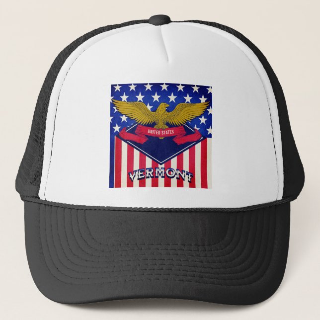 Vermont USA Flag Trucker Hat (Front)