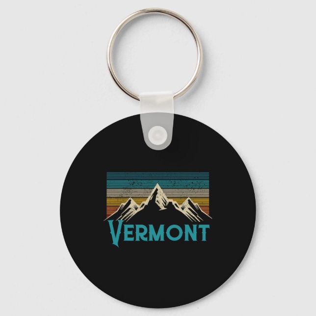 Vermont Vintage Mountains Retro Hiking Souvenir Gi Keychain (Front)
