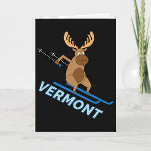 Vermont Vt Skiing Moose Winter Shirt Card