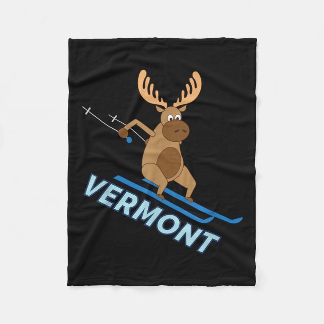 Vermont _ Vt Skiing Moose Winter Shirt  Fleece Blanket (Front)