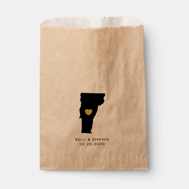 Vermont Wedding Favour Treat Sacks, Gift Bags (Front)
