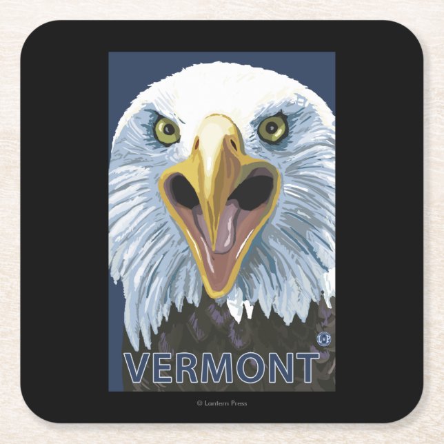 VermontEagle Up Close Square Paper Coaster (Front)
