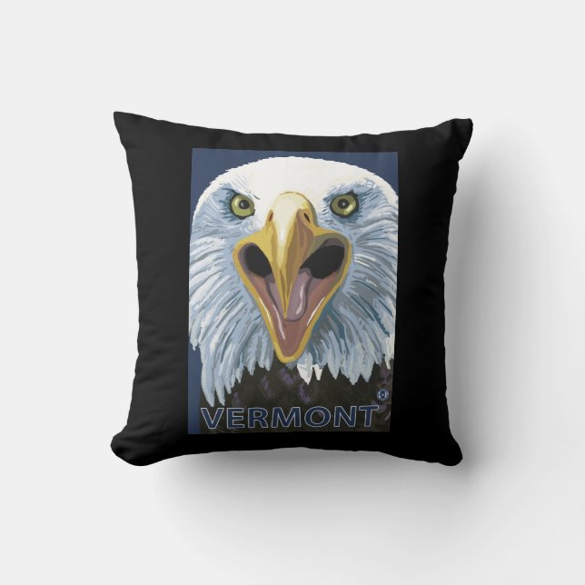 VermontEagle Up Close Throw Pillow (Front)
