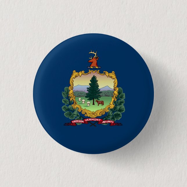 Vermonter Flag, Flag of Vermont 1 Inch Round Button (Front)