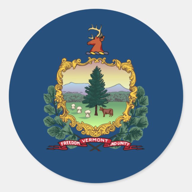 Vermonter Flag, Flag of Vermont Classic Round Sticker (Front)