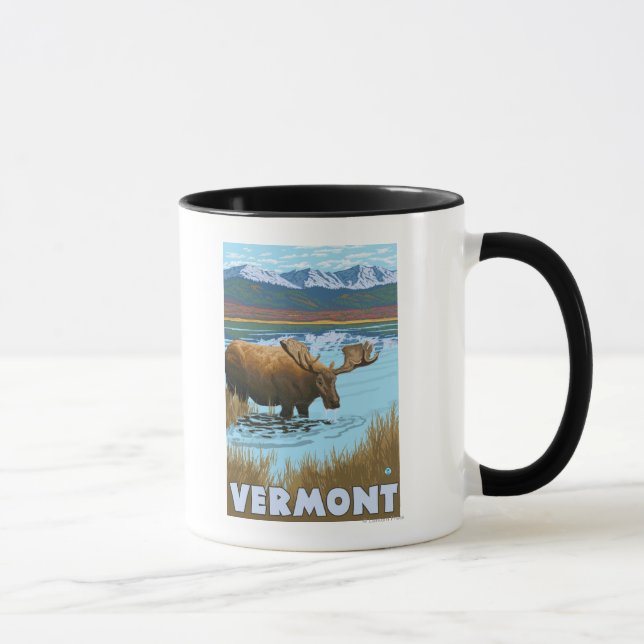 VermontMoose Drinking in Lake Mug (Right)