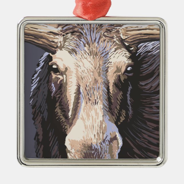 VermontMoose Up Close Metal Ornament (Front)