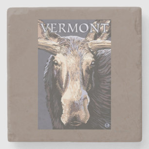 VermontMoose Up Close Stone Coaster