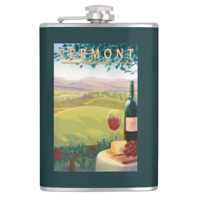 VermontWine Country Scene Hip Flask (Front)
