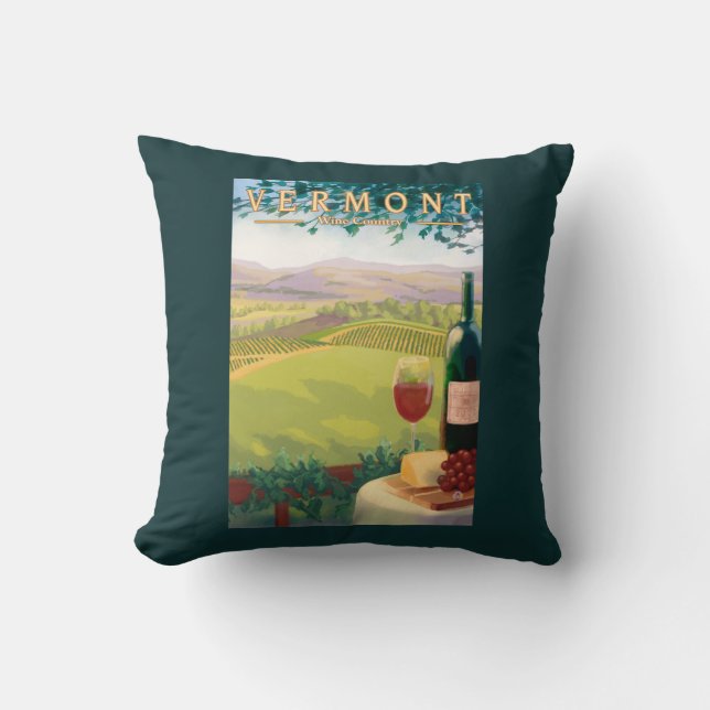 VermontWine Country Scene Throw Pillow (Front)