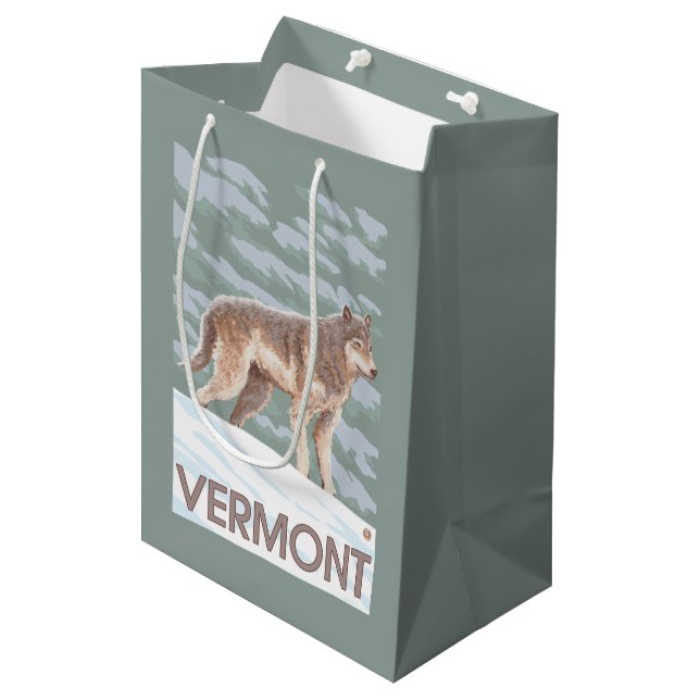 VermontWolf Scene Medium Gift Bag (Front Angled)