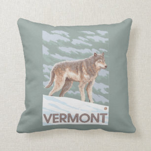 VermontWolf Scene Throw Pillow