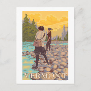 VermontWomen Fly Fishing Scene Postcard