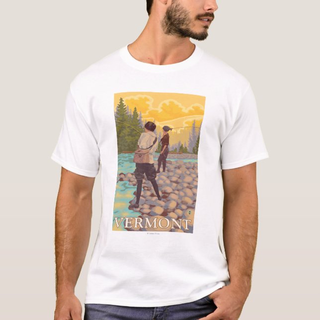 VermontWomen Fly Fishing Scene T-Shirt (Front)