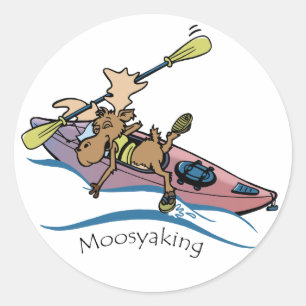 Vermoosin' Da Yak Vermont Moose kayaking Classic Round Sticker