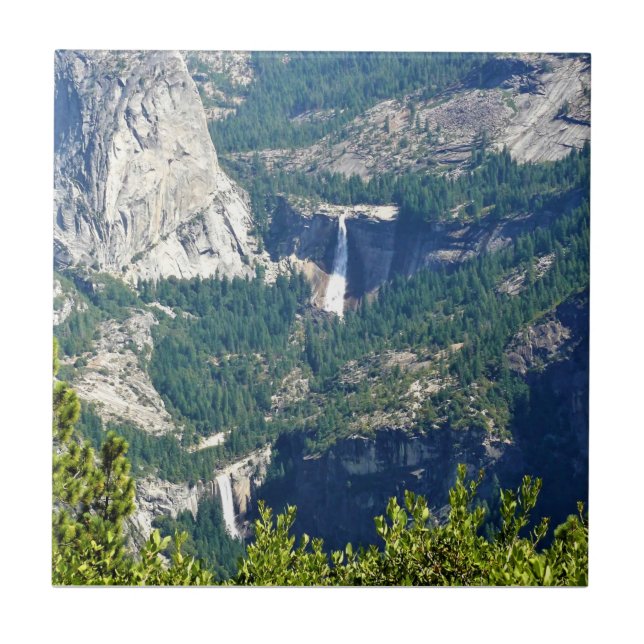 Vernal & Nevada Falls from Glacier Point, CA Tile (Front)