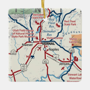 Vernal Utah Map Ceramic Ornament