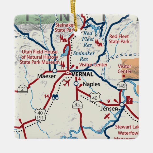 Vernal Utah Map Ceramic Ornament (Front)