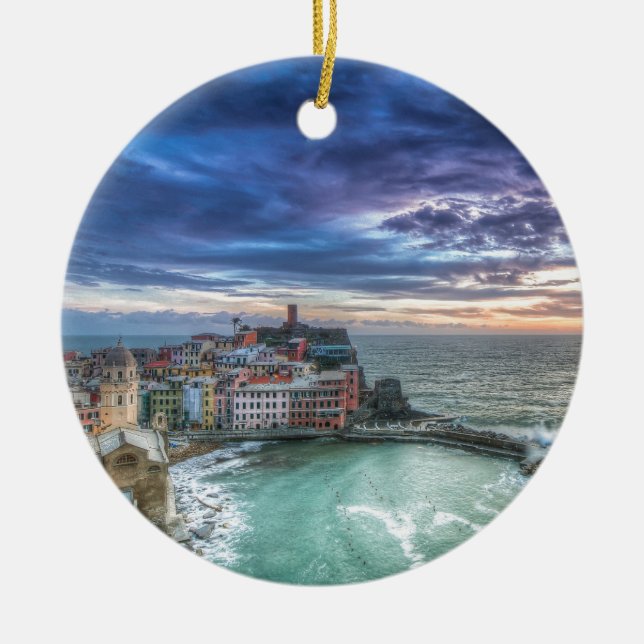 Vernazza at sunset, Italy Ceramic Ornament (Front)