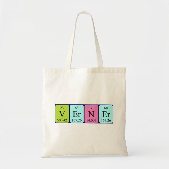 Verner periodic table name tote bag (Front)