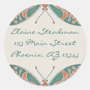 Verneuil  Art Nouveau Butterfly Address Labels