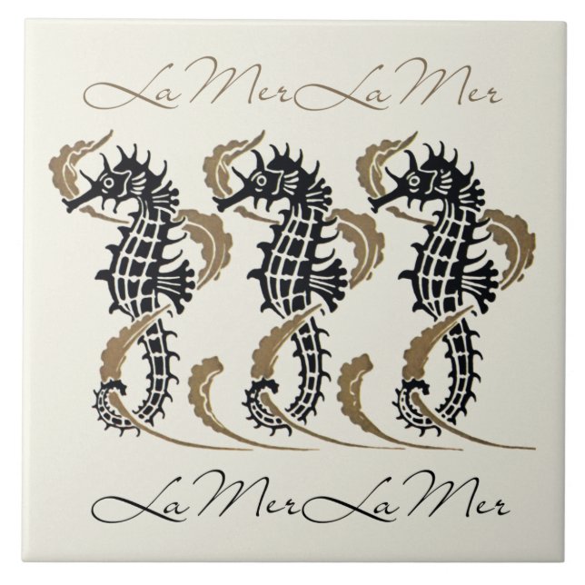 Verneuil Art Nouveau Seahorse Art Tile Trivet (Front)