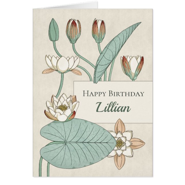 Verneuil Water lily 1896 Carte d'anniversaire flor (Devant)