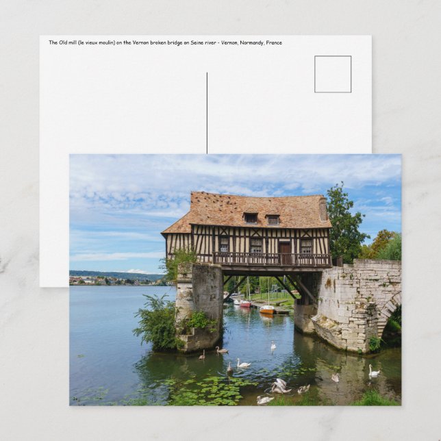 Vernon Old mill (vieux moulin) - Normandy, France Postcard (Front/Back)