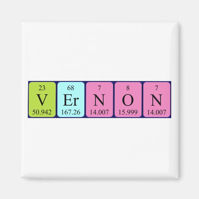 Vernon periodic table name magnet (Front)