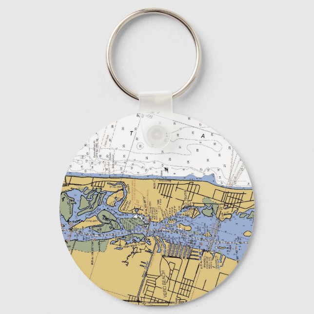 Vero Beach FL Nautical Harbour Chart Keychain (Front)