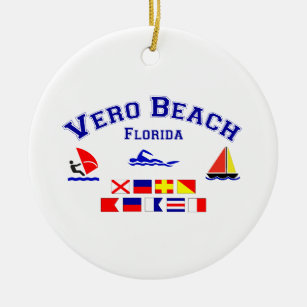 Vero Beach FL Signal Flags Ceramic Ornament