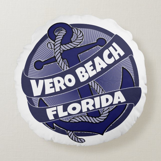 Vero Beach Florida anchor round pillow (Front)