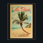 Vero Beach Florida Palm Tree Beach Vintage Travel Postcard<br><div class="desc">Vero Beach Florida design in Vintage Travel style featuring a palm tree on the beach with ocean and sky.</div>