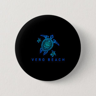 Vero Beach Florida Sea Blue Tribal Turtle 2 Inch Round Button