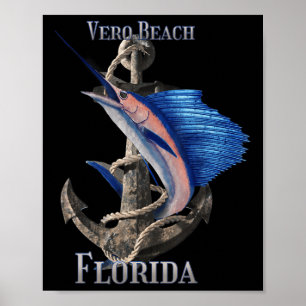 Vero Beach Florida Swordfish Marlin Ocean Fishing  Poster