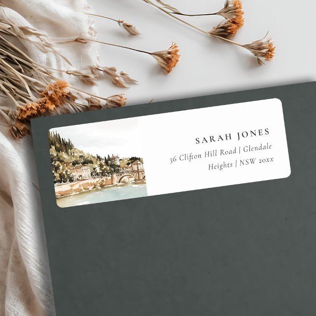 Verona Adige River Italy Watercolor Address (Creator Uploaded)