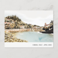 Verona Adige River Italy Watercolor Italian Travel