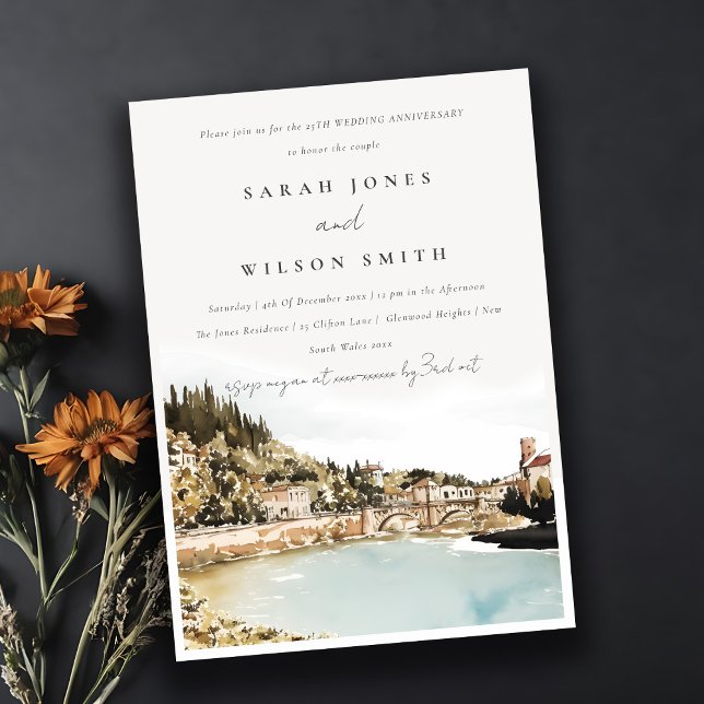Verona Adige River Italy Wedding Anniversary Invitation (Creator Uploaded)