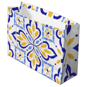 Verona Fleur Elegant Indigo Honey Mediterranean Large Gift Bag