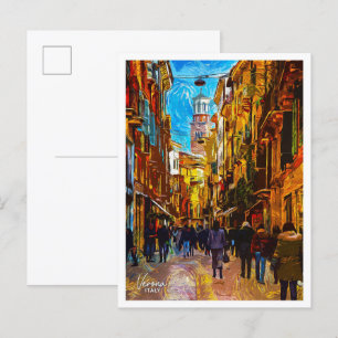 Verona Italy Beautiful Oil Paint City Postcard