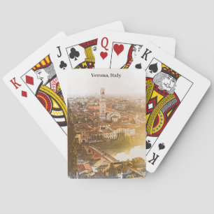 Verona Italy City Silhouette Watercolor Painting Playing Cards